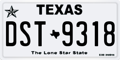 TX license plate DST9318