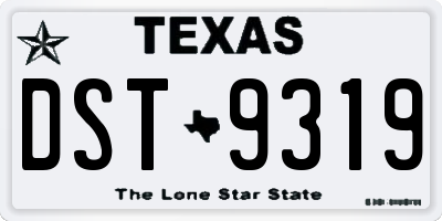 TX license plate DST9319