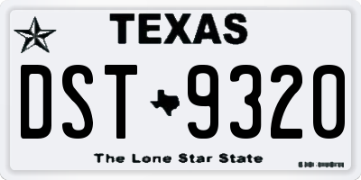 TX license plate DST9320