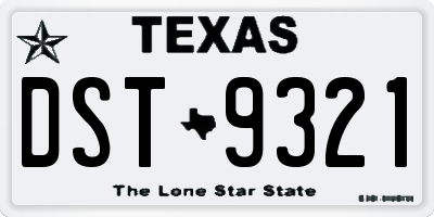 TX license plate DST9321