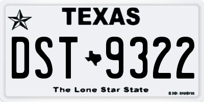 TX license plate DST9322
