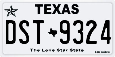 TX license plate DST9324