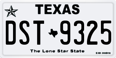 TX license plate DST9325