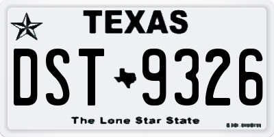 TX license plate DST9326