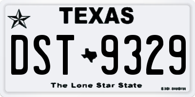 TX license plate DST9329