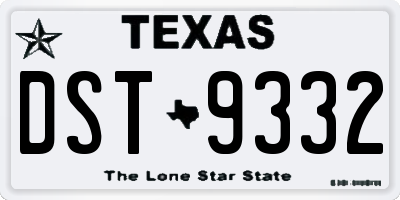 TX license plate DST9332