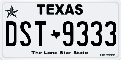 TX license plate DST9333