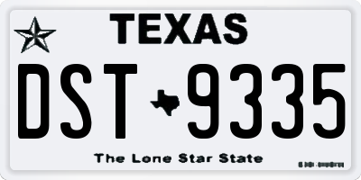TX license plate DST9335