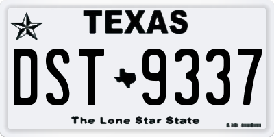 TX license plate DST9337