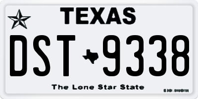 TX license plate DST9338