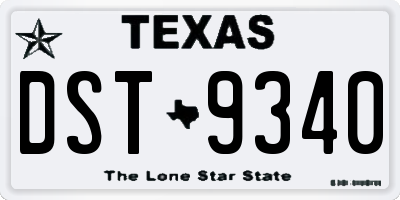 TX license plate DST9340