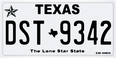 TX license plate DST9342