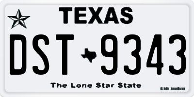 TX license plate DST9343
