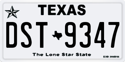 TX license plate DST9347