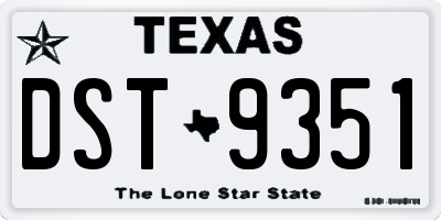 TX license plate DST9351