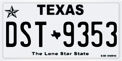 TX license plate DST9353