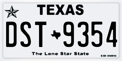 TX license plate DST9354