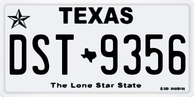 TX license plate DST9356