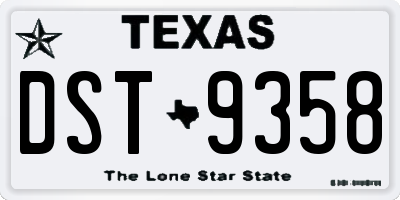 TX license plate DST9358