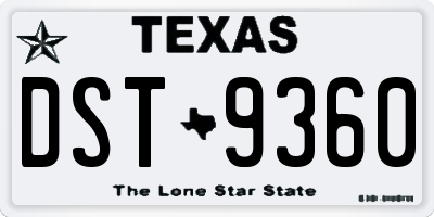 TX license plate DST9360