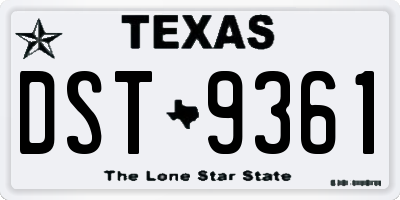 TX license plate DST9361
