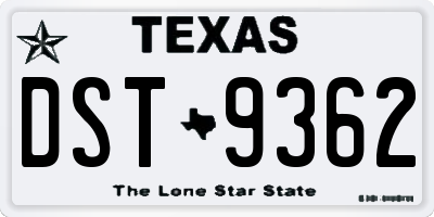 TX license plate DST9362