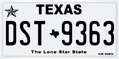TX license plate DST9363
