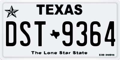 TX license plate DST9364