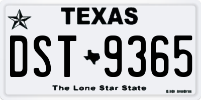 TX license plate DST9365