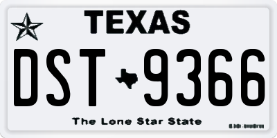 TX license plate DST9366