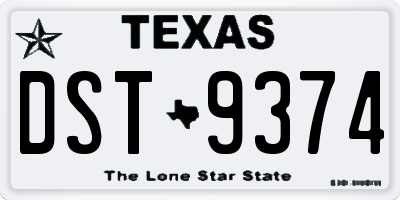 TX license plate DST9374