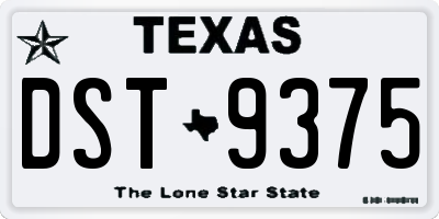 TX license plate DST9375
