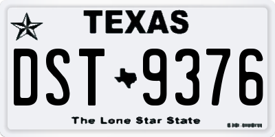 TX license plate DST9376