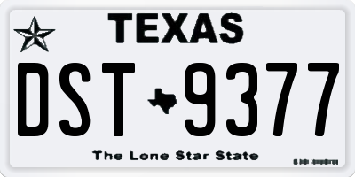 TX license plate DST9377