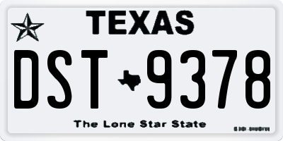 TX license plate DST9378