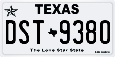 TX license plate DST9380