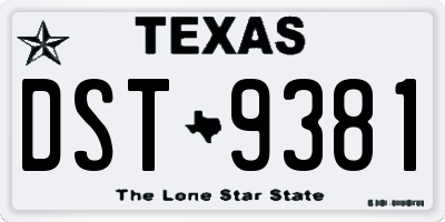 TX license plate DST9381