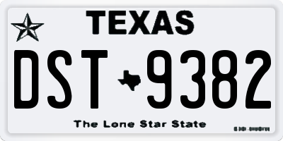 TX license plate DST9382