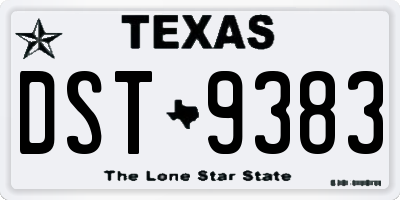 TX license plate DST9383