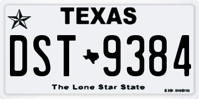 TX license plate DST9384