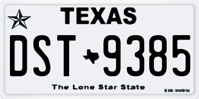 TX license plate DST9385