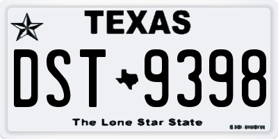 TX license plate DST9398