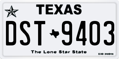 TX license plate DST9403