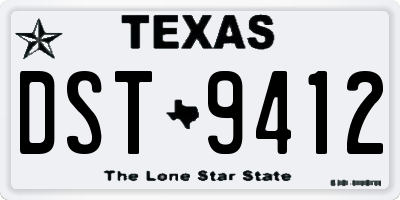 TX license plate DST9412