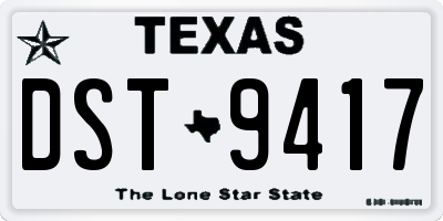 TX license plate DST9417