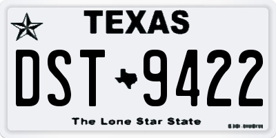 TX license plate DST9422