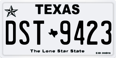 TX license plate DST9423