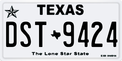TX license plate DST9424