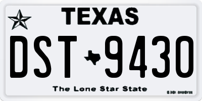 TX license plate DST9430