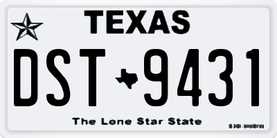 TX license plate DST9431